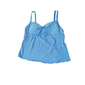 Miraclesuit Swim stripped sky blue Lose 10lb Tankini Top Sz 10 NWT